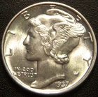 1937 Mercury Dime - Nice Uncirculated Mint State Coin