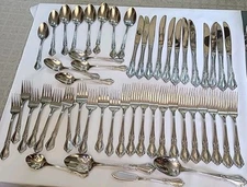 Lot Of 51 Reed & Barton Stainless Spoons Forks Knives Flatware vintage 