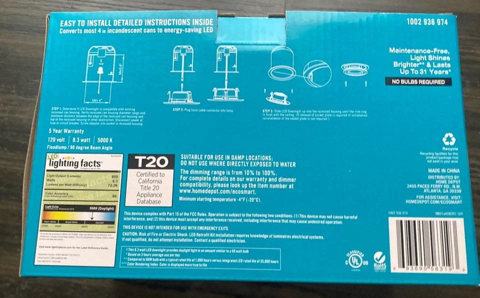 Eco-Smart 1002936974 60W Trim DayLight - Image 4 of 4