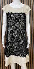 Adrianna Papell Women's Beige 12 Dress Polyester Shift Lace Chic Cocktail Party