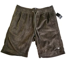 NWT Billabong Army Green Corduroy Shorts Mens Medium Elastic Waistband