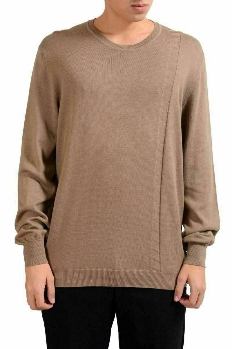 Мужской бежевый пуловер с круглым вырезом Malo Mens US 3XL IT 58