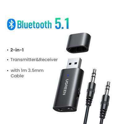 UGREEN 2 in 1 Bluetooth Car Adapter Bluetooth 5.1 Stereo Transmitter Receiver