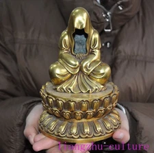 6"China Buddhism Temple Bronze The Buddha Incense burner Censer Buddha Statue