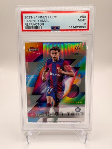 2023-24 Topps Finest UCC Lamine Yamal Refractor RC Rookie #50 PSA 9 Barcelona
