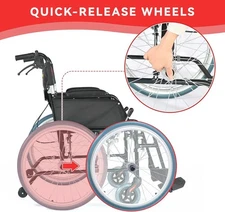 Medwarm UltraLightweight Wheelchair Foldable portable 22 lbs lighter wheel remov
