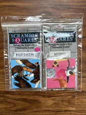 Lot Of 2 Vintage B Dazzle Bald Eagles Cats Scramble Squares 9 Piece Puzzle