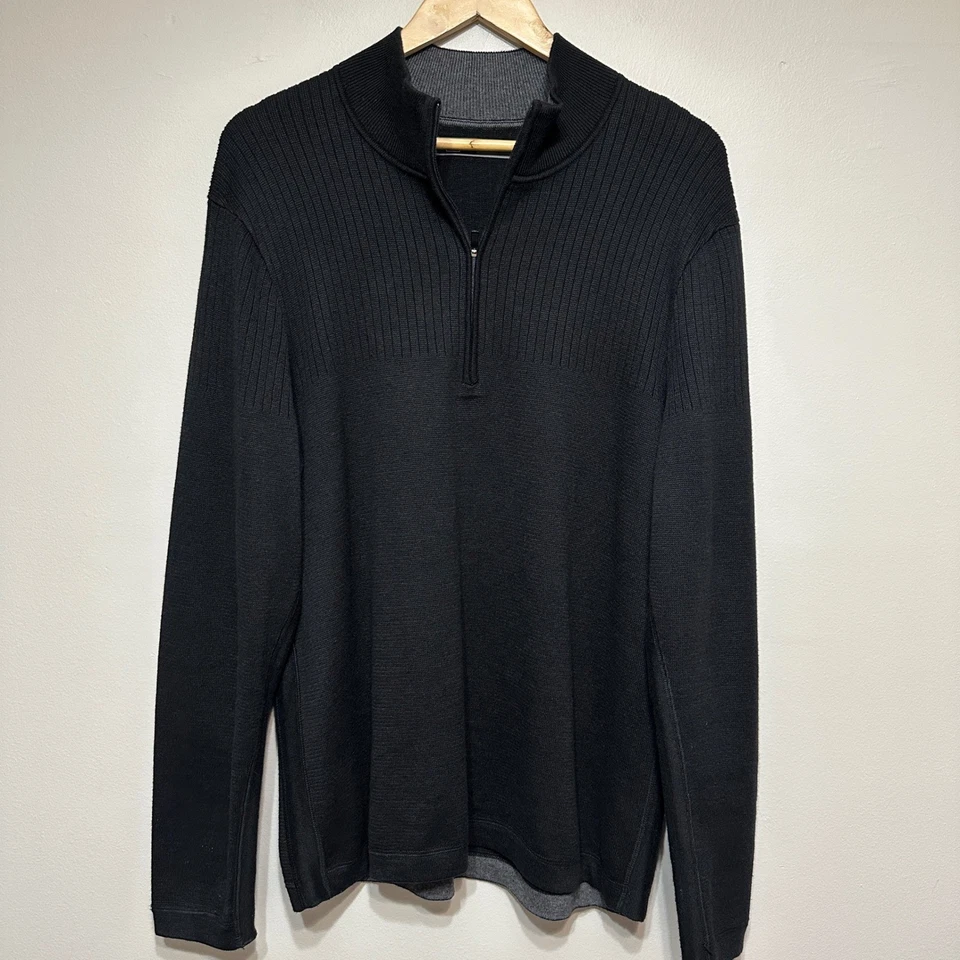 REI Men Ribbed 1/4 Zip Pullover Sweater Cotton Tencel Knit Large Outdoor Travel - Image 2 of 4