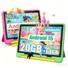 Kids Tablet 10" Android 15 Tablet for Kids,Octa Core 20GB 64GB Green  Pink