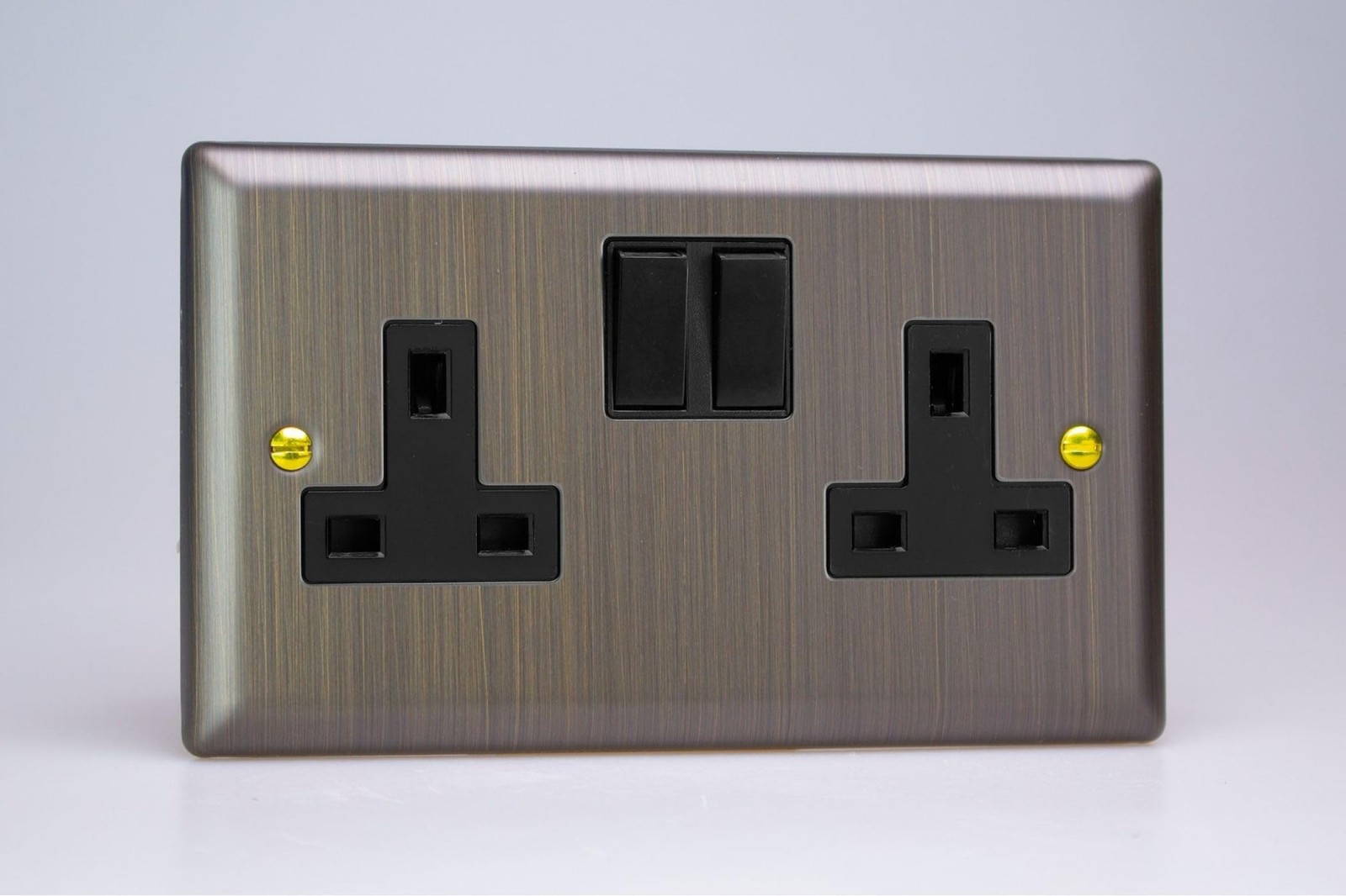 Varilight 2-Gang 13A Double Pole Switched Socket - Antique Brass