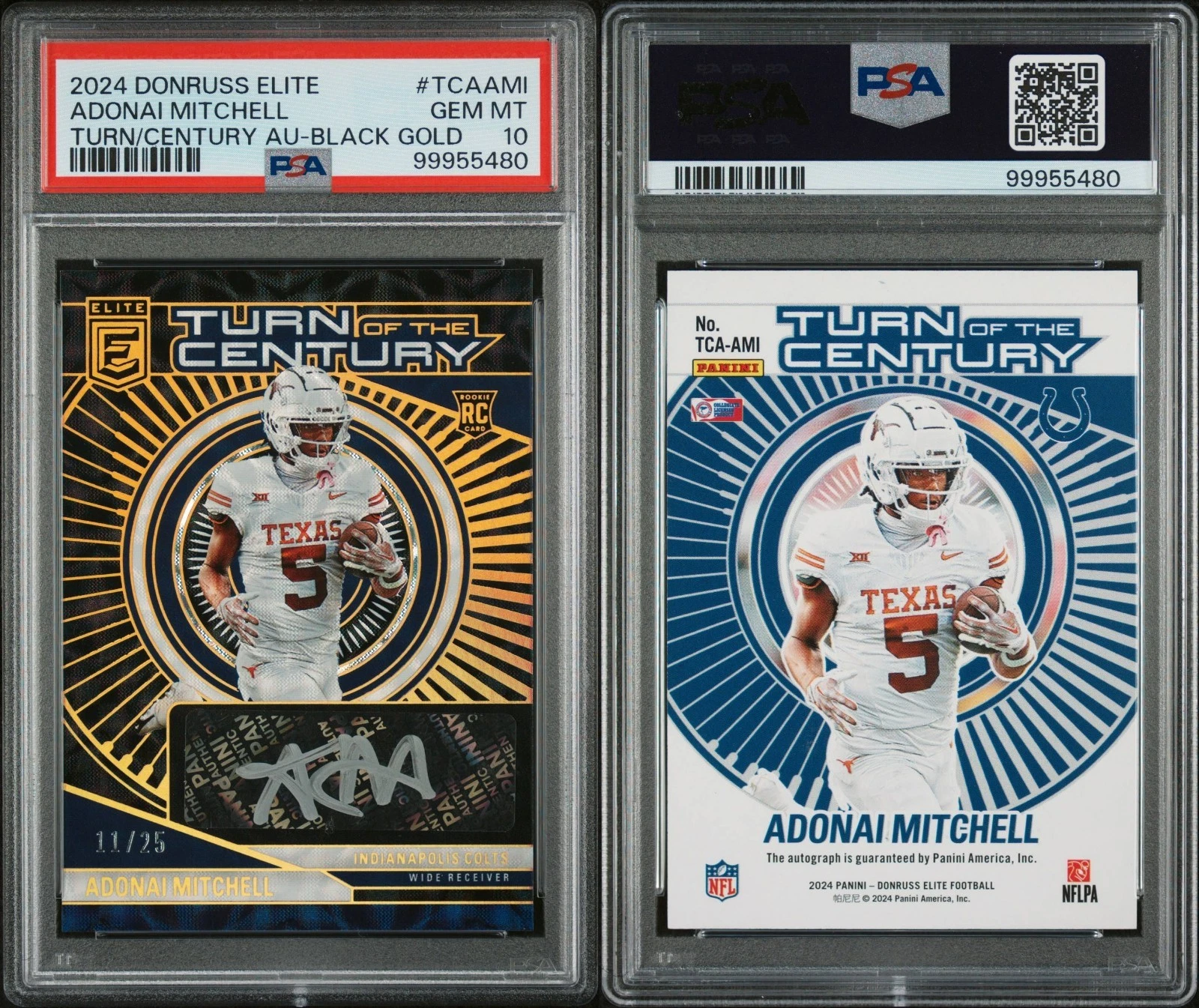 Adonai Mitchell Panini Donruss Elite Turn of the Century Autographs #TCAAMI Black Gold