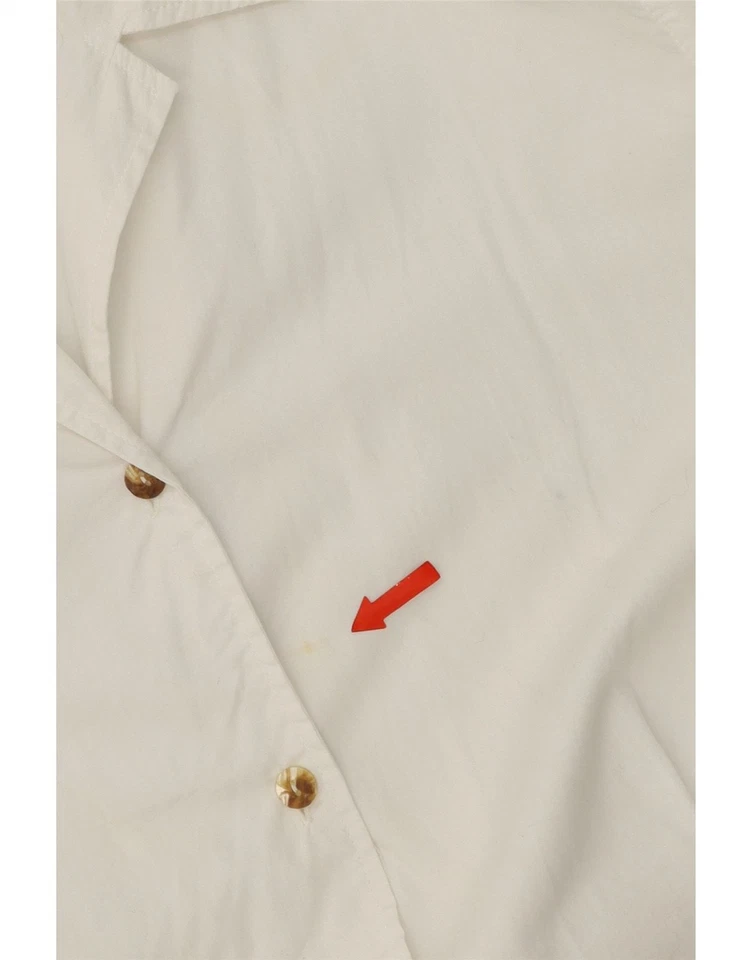 Camisa para mujer Benetton IT 44 mediana blanca algodón DU25 Foto 4 de 4