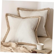Pack of 2 Decorative Throw Pillow Covers 18" x 18" Pack of 2 Natural White