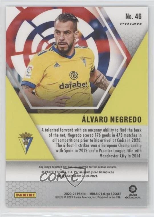 2020-21 Panini Mosaic La Liga Choice Peacock Mosaic Prizm Alvaro Negredo #46 - Image 2 of 2