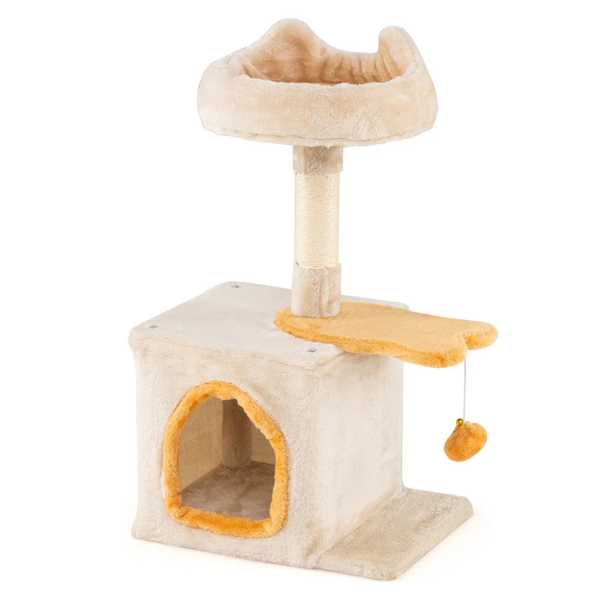 Arbre à chat 61 cm avec grand poteau en corde et plateforme douce pour le repos du chat
