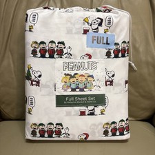NEW Peanuts Sheet Set Berkshire Blanket Home Co Snoopy Christmas Holiday Sz FULL