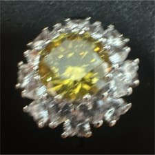925 Sterling Silver Yellow Round Moissanite H...