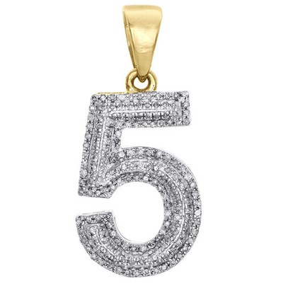 2.00 Ct Round Cut Moissanite '5 ' Number Charm Pendant 14K Yellow Gold Plated