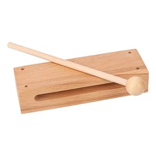 Solid Wood Rhythm Block with Mallet, Wood Block Musical Instrument, Percussio...