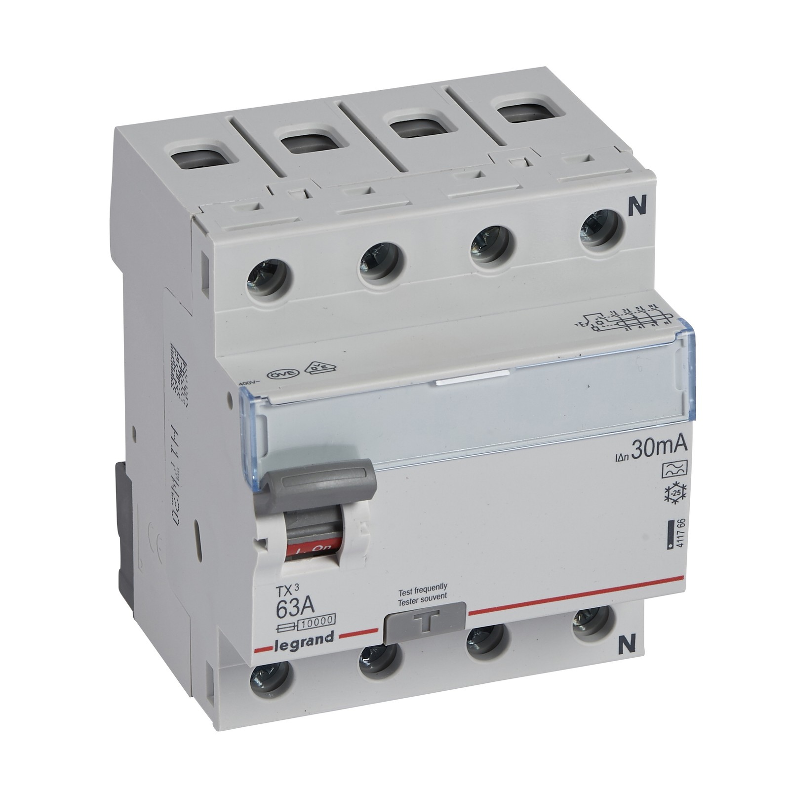 P304 TX3 63A/30MA/A DIFFERENTIAL SWITCH 63A 4P P300 TX3 411766