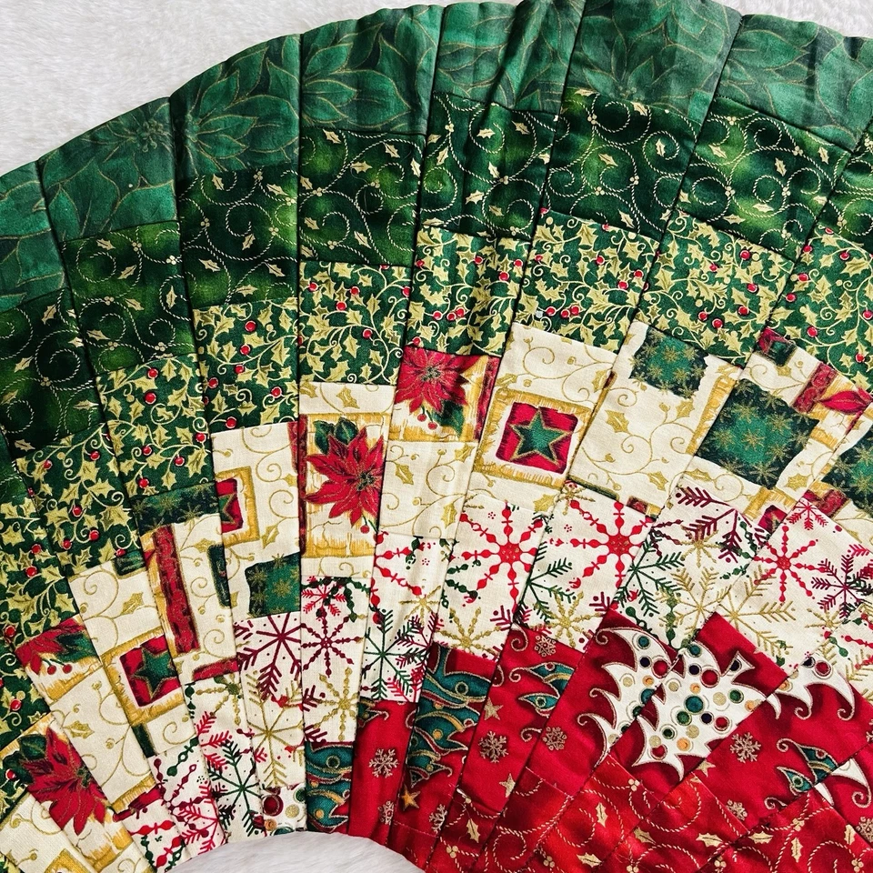 🎄 Corredor de Mesa Hecho a Mano Acolchado Navidad/Otoño Reversible 40” x 20” Curvo Foto 3 de 4