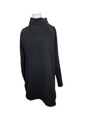 ATHLETA Warm Cozy Karma Mock Neck Side Zip Dress Large Black Thumb Holes