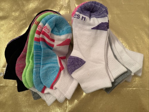 NEW Hanes Girls Ankle Socks 12 Pack Soft Stretch Multi Colors Shoe Size M 10.5-4