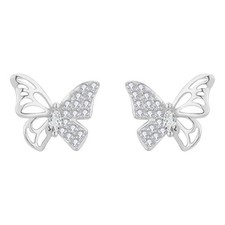 CZ Tiny Butterfly Stud Earrings for Women Silver Plated Hypoaller