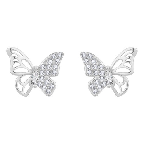 CZ kleine Schmetterling Ohrstecker für Damen versilbert Hypoaller - Bild 1 von 6