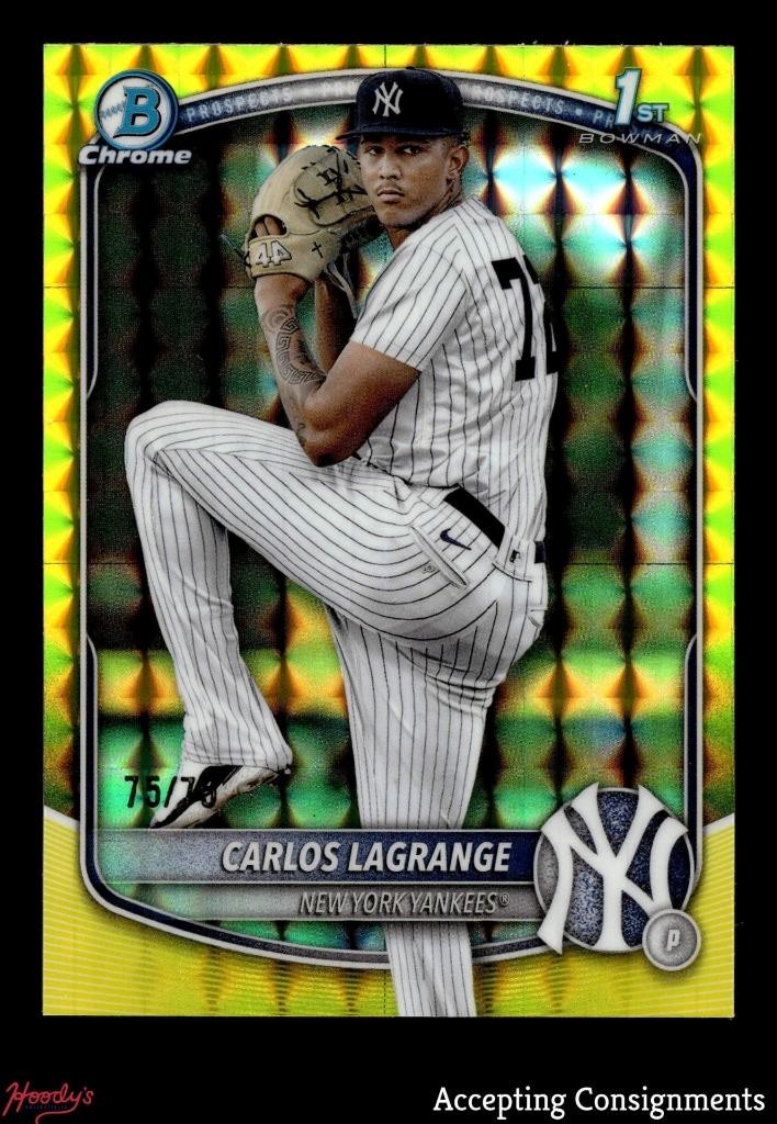 2025 Bowman Chrome Yellow Geometric Refractor Carlos Lagrange 1st Rookie 75/75