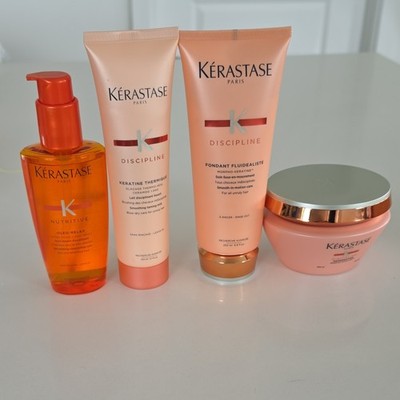 Kérastase Discipline Smoothing Set: Oil, Heat Protectant, Conditioner, Mask
