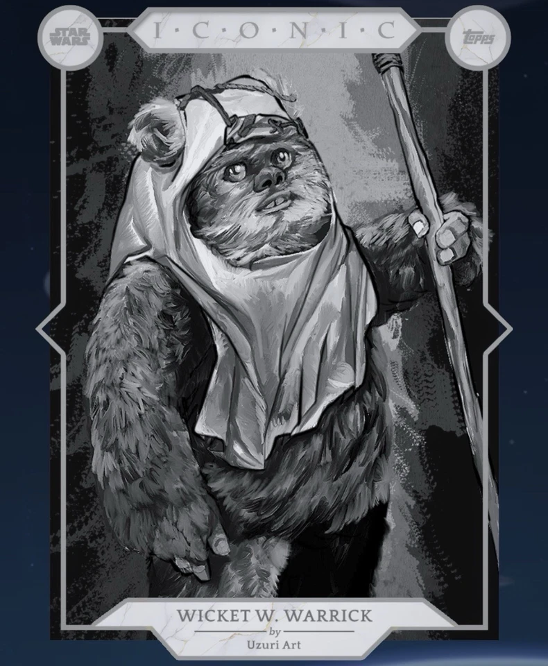 topps star wars card Trader WICKET WARRICK ICONIC + FORCE LIGHTNING 7 CARD SET - Image 4 of 4
