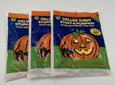 Deluxe Giant STUFF -A-PUMPKIN Halloween Leaf Yard Bags 🎃 VNTG 1992 NEW Set of 3