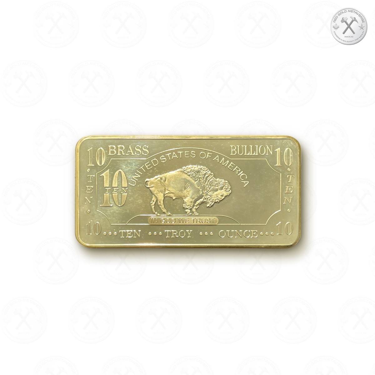 10 oz Brass Bar - American Buffalo CMC Mint - 10 Troy ounces (311