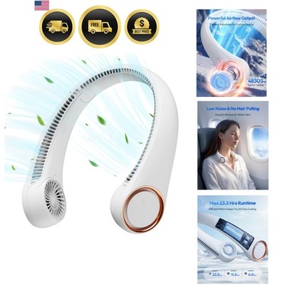 Portable Neck Fan Rechargeable, Hands-Free 360° Cooling, 23.5hrs Runtime, Bat...