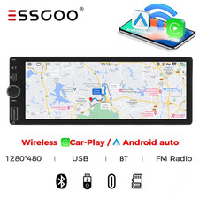 6.86" Single 1 DIN Car Stereo Radio Apple Carplay Android Auto BT Auto Play AUX