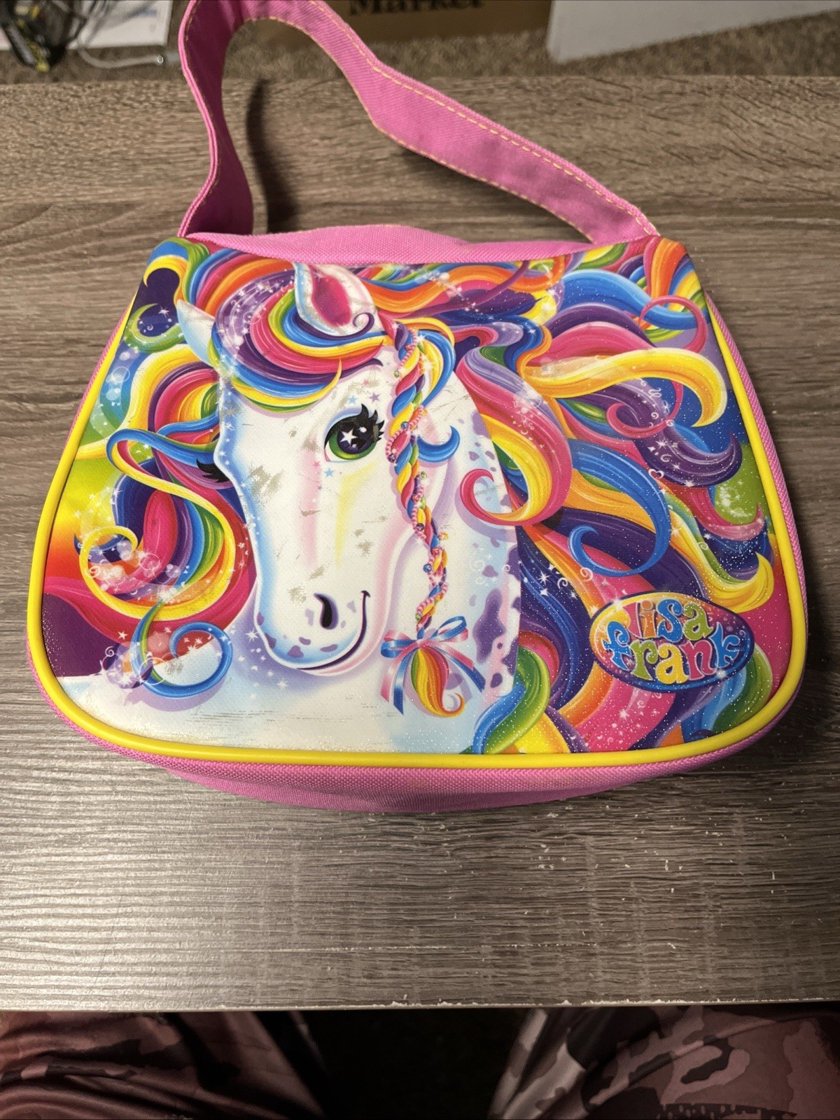 Vintage 90’s Lisa Frank White Unicorn Rainbow Vinyl Plastic Lunch Bag