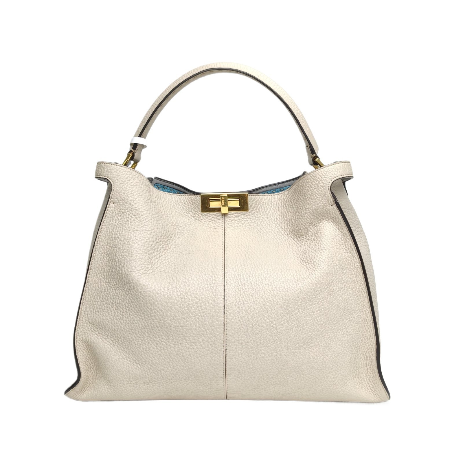 FENDI Beige Gold Hardware PEEKABOO X-lite Handbag Large  Shoulder Bag