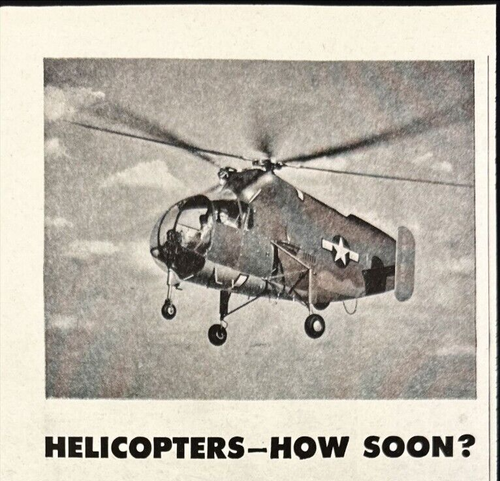 Helicópteros Kellett 1946 ¿Qué tan pronto? Anuncio impreso vintage Army XR-8 Upper Darby PA