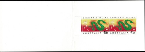 Folleto de exhibición de estampillas del año de la serpiente South-Pex 2001. 2 x 45c Navidad Is. LHS - Imagen 2 de 3