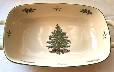 Spode Christmas Tree Bread Basket | Baking Dish with Handles | Oven to Table