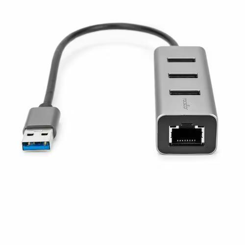 Rocstor Y10A179-B1 3 Port USB to Gigabit Ethernet Network Adapter 3x USB 1x RJ45 - Picture 2 of 6