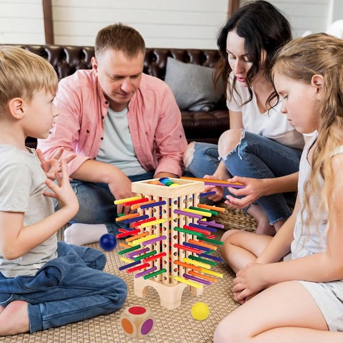 Montessori Spiel Holz Familien-Brettspiel 42 Stück kleurrijke houten stokjes - Bild 11 von 19