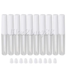 10pcs 1.3ml White Plastic Transparent Empty Lip Gloss Balm Tubes