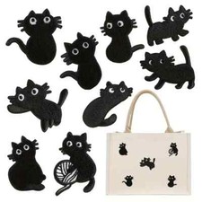 Little Black Cat Iron-on patch applique select size and style FREE SHIPPING