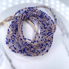 Pink and Blue ( Baddie) Cotton Tie-on 60 inch Waist Beads