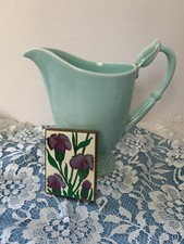 Vintage Iris Flower Enamel Gold Tone Compact Made In USA