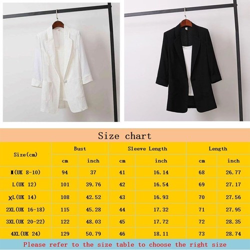 2025 Womens Ladies Formal Plus Size 3/4 Sleeve Coat Jacket Suit Blazer@!! - Picture 3 of 13