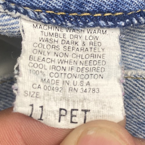 Vintage Lee Jeans Size 11 Pet Faded Whiskered Straight Leg Blue Pants Made USA - Picture 3 of 12