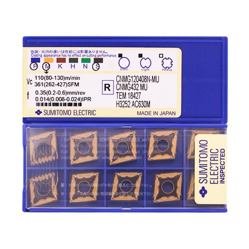 SUMITOMO CNMG120408N-MU AC630M Carbide Inserts 10PCS CNMG432 Turning Insert - Foto 1 di 2